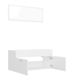 Ensemble de meubles de salle de bain 2 pcs Blanc Aggloméré