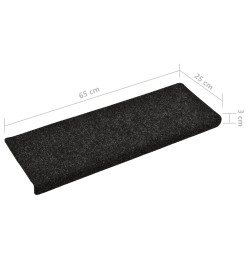 Tapis de marches d'escalier 5 pcs Noir 65x21x4 cm Aiguilleté