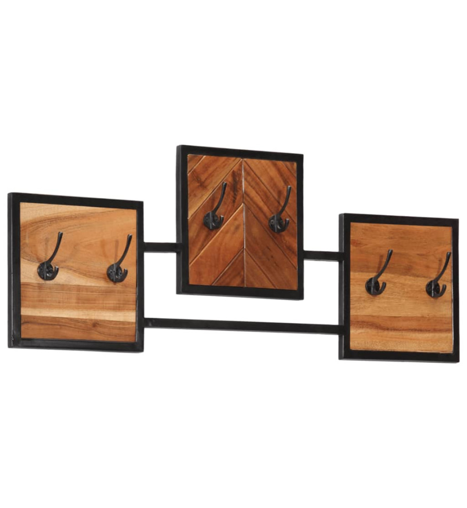 Porte-manteau mural 90x1x35 cm bois massif d'acacia et fer