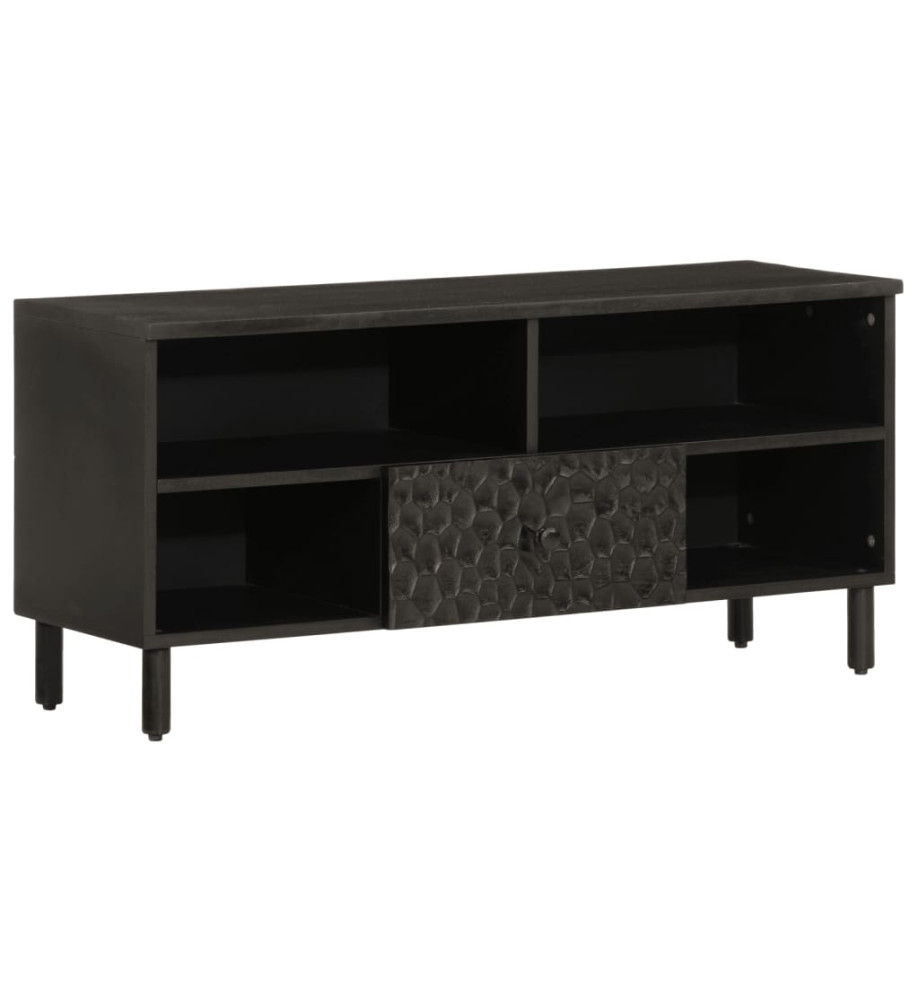 Meuble TV noir 100x33x46 cm bois massif de manguier