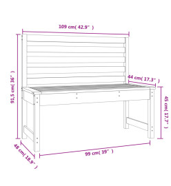 Banc de jardin 109 cm bois massif de pin