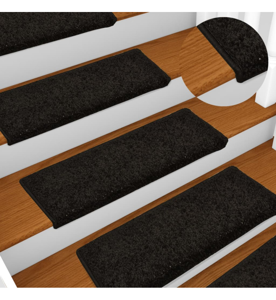 Tapis d'escalier 10 pcs 65x21x4 cm Noir