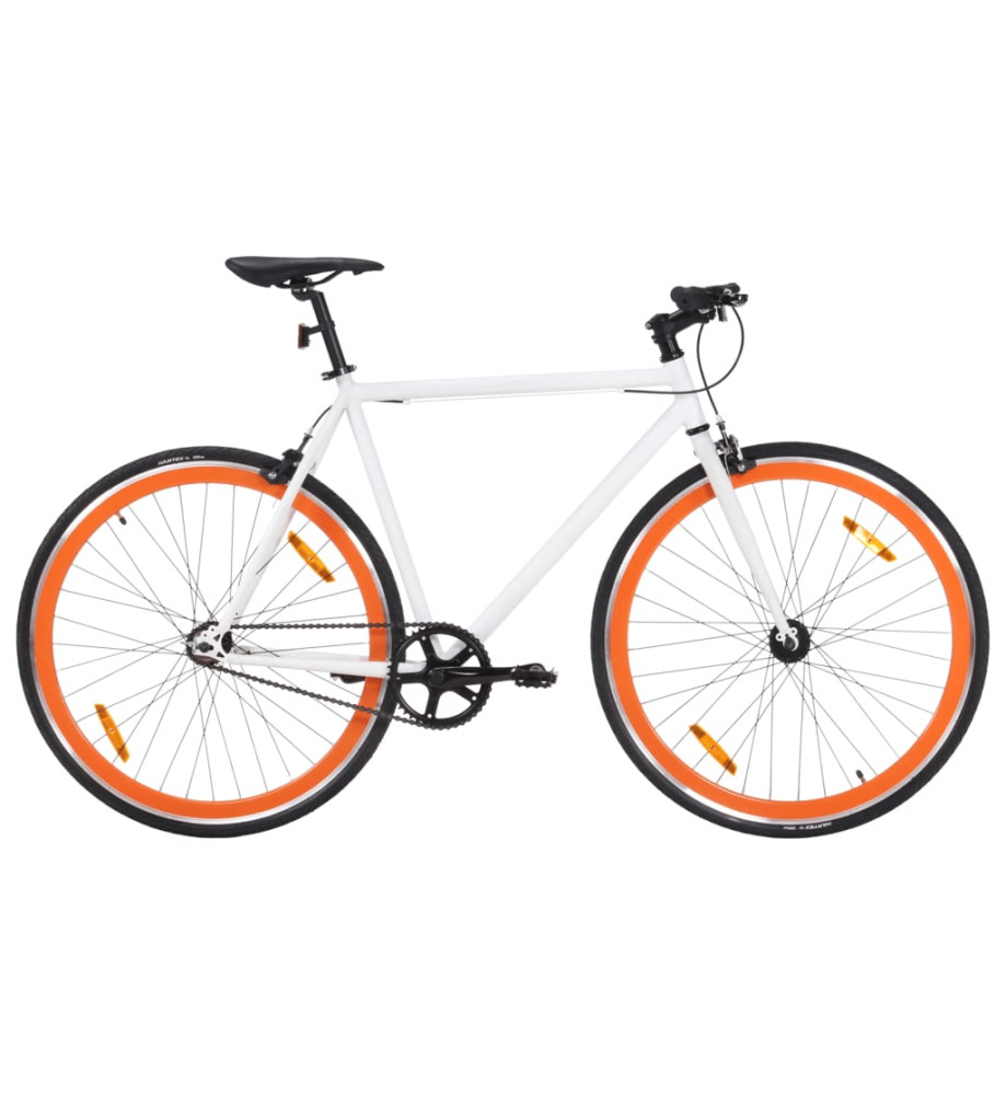 Vélo à pignon fixe blanc et orange 700c 55 cm