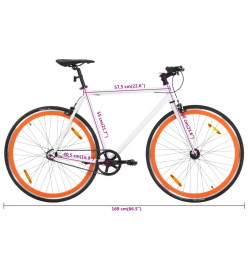 Vélo à pignon fixe blanc et orange 700c 55 cm