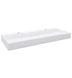 Lavabo 120x46x11 cm Fonte minérale/marbre Blanc