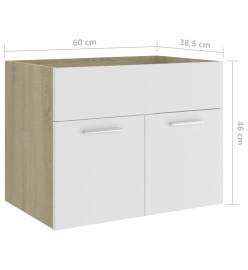 Armoire d'évier Blanc et chêne sonoma 60x38,5x46 cm Aggloméré