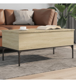 Table basse chêne sonoma 100x50x45cm bois d'ingénierie et métal