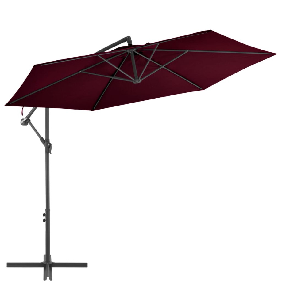 Parasol déporté avec mât en aluminium Bordeaux 300 cm