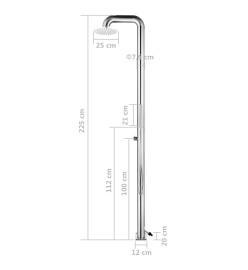 Douche de jardin 225 cm Acier inoxydable