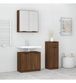 Ensemble d'armoires de salle de bain 3 pcs chêne marron