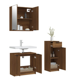 Ensemble d'armoires de salle de bain 3 pcs chêne marron