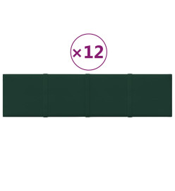 Panneaux muraux 12 pcs Vert foncé 60x15 cm Tissu 1,08 m²