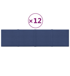 Panneaux muraux 12 pcs Bleu 60x15 cm Tissu 1,08 m²