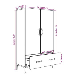 Buffet Blanc 70x31x115 cm Bois d'ingénierie