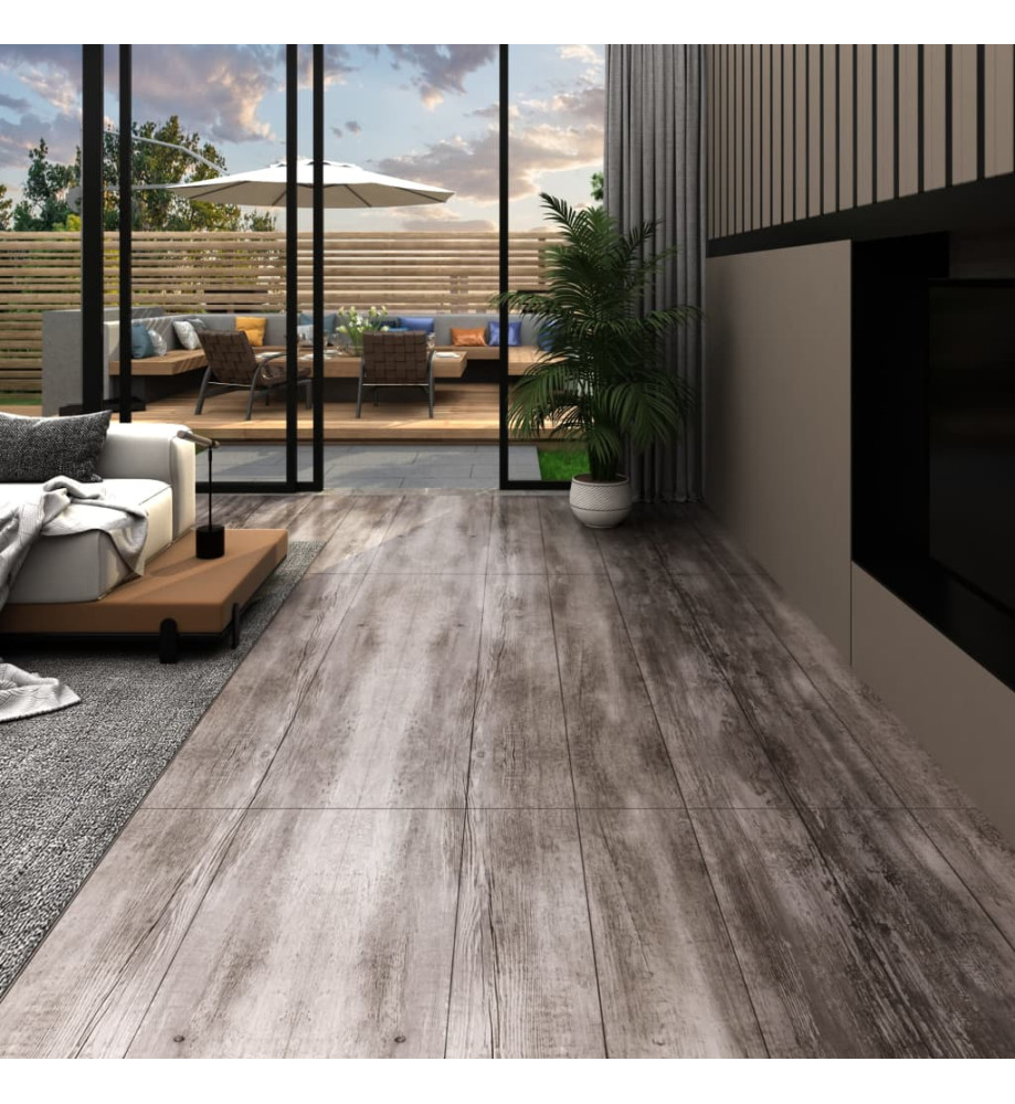 Planche de plancher PVC autoadhésif 5,21 m² 2mm Marron bois mat