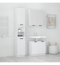 Ensemble d'armoires de salle de bain 3 pcs blanc brillant