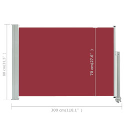 Auvent latéral rétractable de patio 80x300 cm Rouge