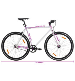 Vélo à pignon fixe blanc et noir 700c 55 cm