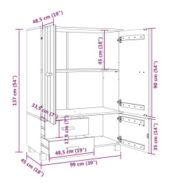 Garde-robe HAMAR Gris clair 99x45x137 cm Bois massif de pin