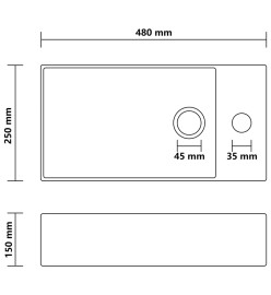 Lavabo de salle de bain avec trop-plein Céramique Gris clair