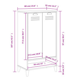 Armoire à chaussures VIKEN noir bois de pin solide