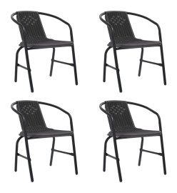 Chaises de jardin 4 pcs Rotin plastique et acier 110 kg