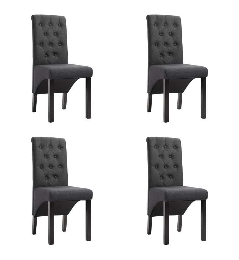 Chaises à manger lot de 4 gris foncé tissu