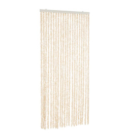 Rideau anti-mouches beige et blanc 100x230 cm chenille