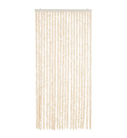 Rideau anti-mouches beige et blanc 100x230 cm chenille