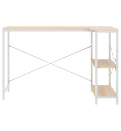 Bureau d'ordinateur Blanc et chêne 110x72x70 cm Aggloméré