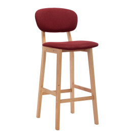 Tabourets de bar lot de 2 rouge bordeaux tissu