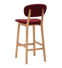 Tabourets de bar lot de 2 rouge bordeaux tissu