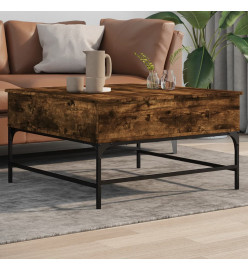 Table basse chêne fumé 80x80x45 cm bois d'ingénierie et métal