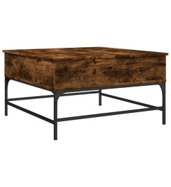Table basse chêne fumé 80x80x45 cm bois d'ingénierie et métal