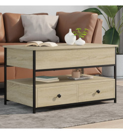 Table basse chêne sonoma 85x50x50 cm bois d'ingénierie et métal