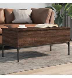Table basse chêne marron 100x50x45cm bois d'ingénierie et métal