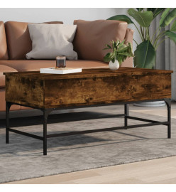 Table basse chêne fumé 100x50x45 cm bois d'ingénierie et métal