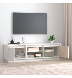 Meuble TV Blanc 140x35x40 cm Bois de pin massif