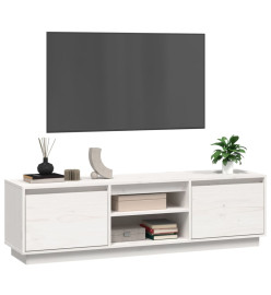 Meuble TV Blanc 140x35x40 cm Bois de pin massif