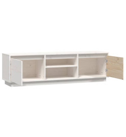 Meuble TV Blanc 140x35x40 cm Bois de pin massif