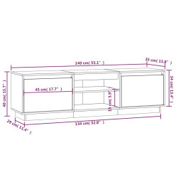 Meuble TV Blanc 140x35x40 cm Bois de pin massif