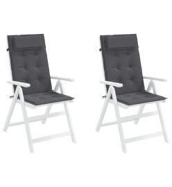 Coussins de chaise à dossier haut lot de 2 anthracite