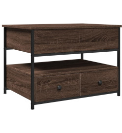 Table basse chêne marron 70x50x50 cm bois d'ingénierie et métal