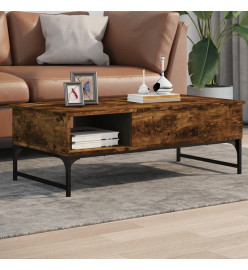 Table basse chêne fumé 100x50x35 cm bois d'ingénierie et métal
