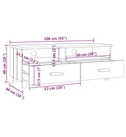 Meuble TV HAMAR Gris foncé 106x40x40 cm Bois massif de pin