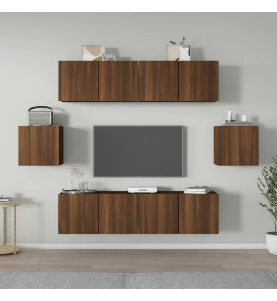 Ensemble de meubles TV 6 pcs Chêne marron Bois d'ingénierie