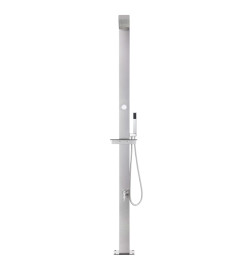 Douche de jardin avec base gris 225 cm Acier inoxydable