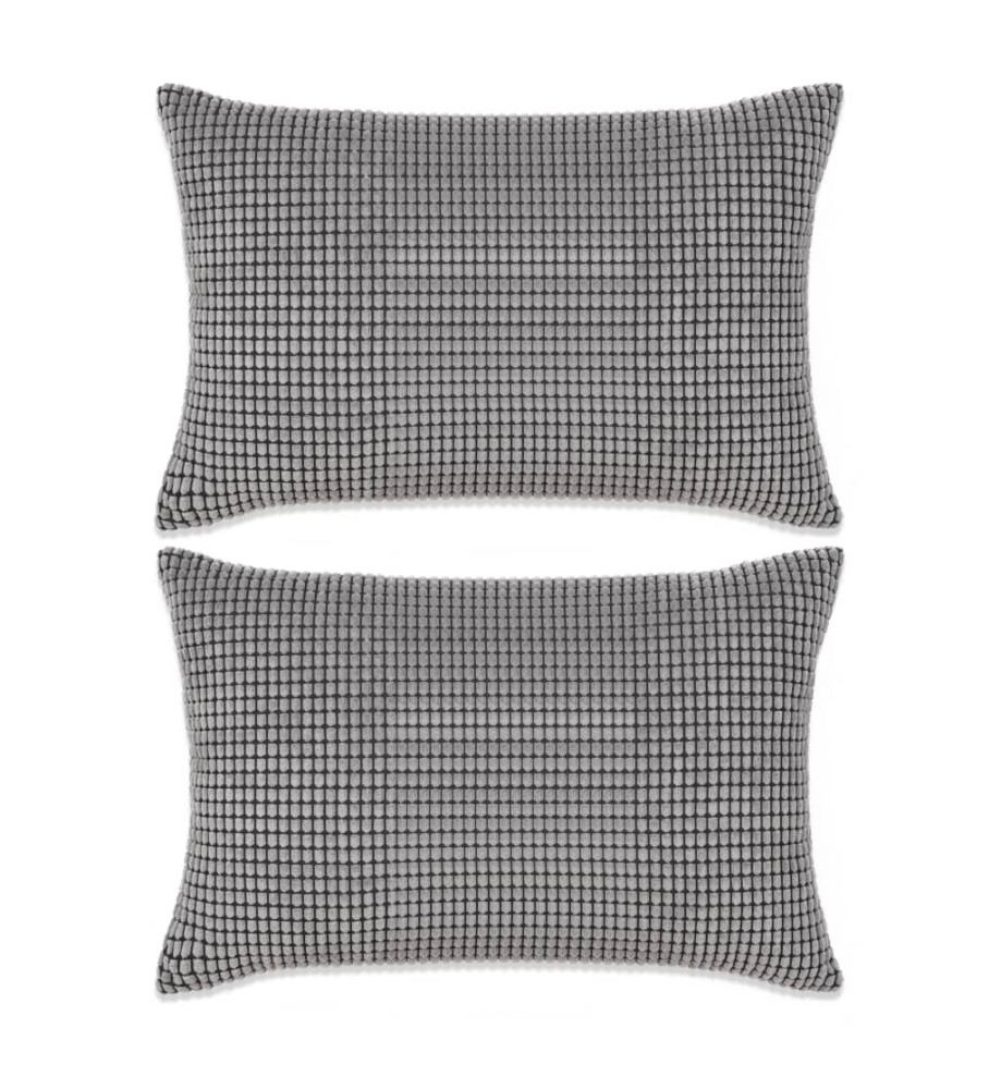 Jeu de coussin 2 pcs Velours 40 x 60 cm Gris