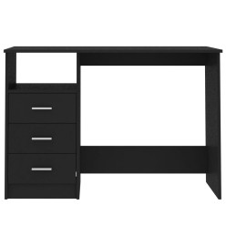 Bureau avec tiroirs Noir 110x50x76 cm Aggloméré