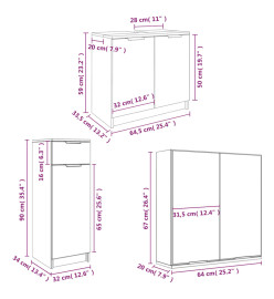 Meubles de salle de bain 4 pcs Blanc brillant Bois d'ingénierie